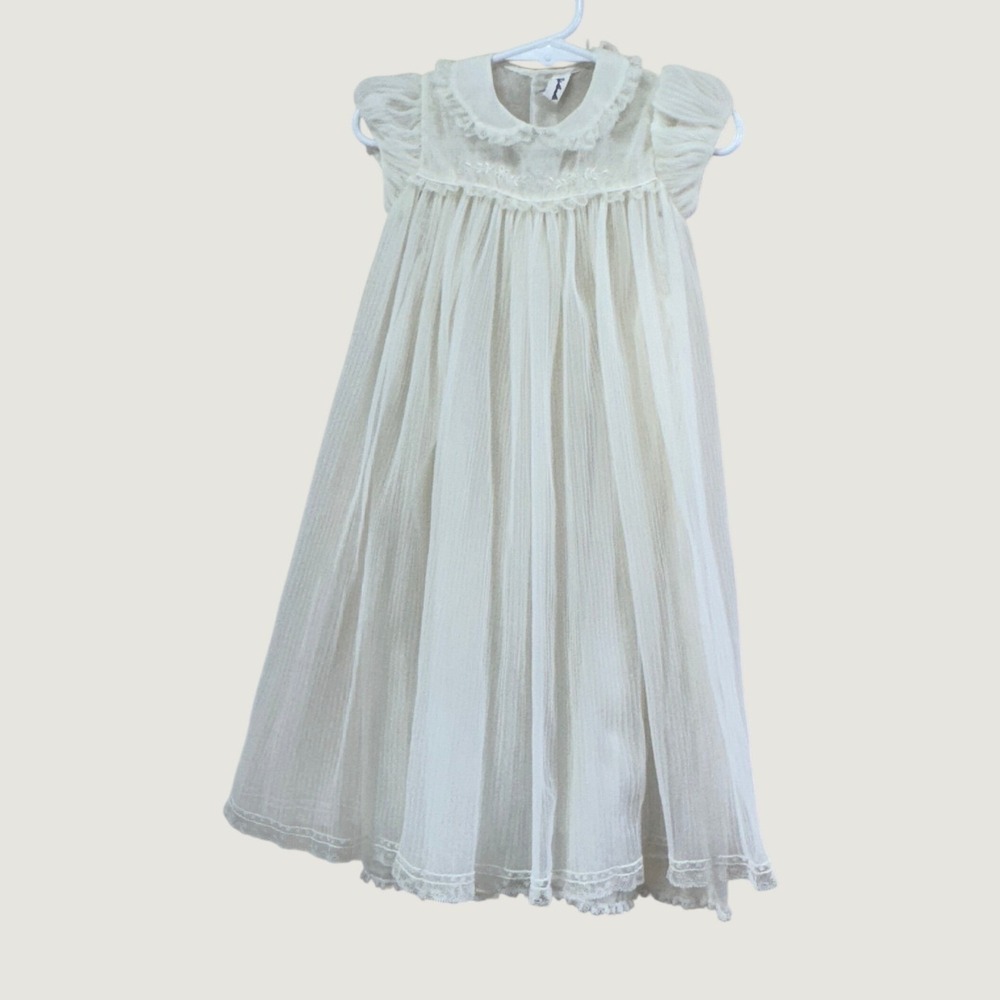 Vintage Yolande Heirloom Christening Baptism‎ Dress Toddler 18-24M Ivory Lace
